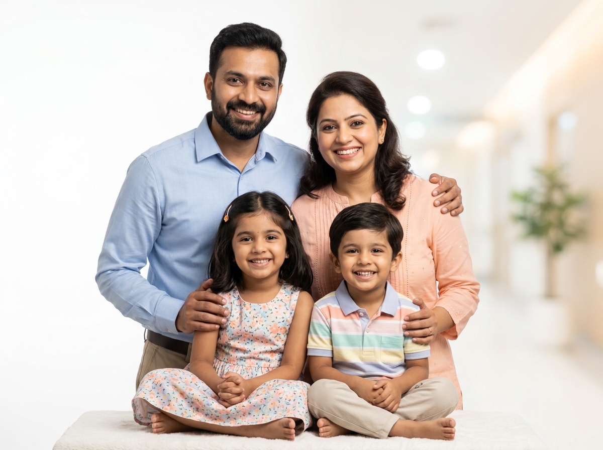 Happy Indian Family - Guru Nanak Hospital Health Card